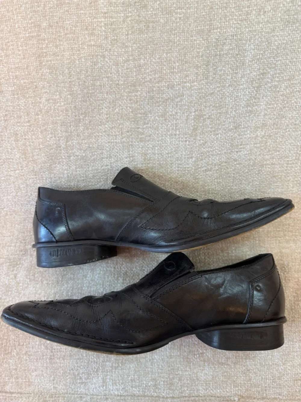 Lounge by Mark Nason Black Leather U Rock Slip On Loafer Men's 10D